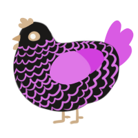 A sable and orchid chicken with a lace pattern