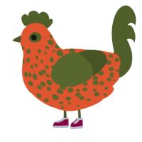 Tangerine, a vermilion and olive chicken with a speckle pattern