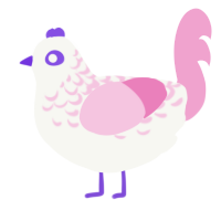 A white and pink chicken with a half-lace pattern