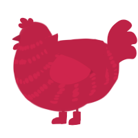 macaron, a crimson chicken with a bar pattern