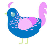 A sapphire and lavender chicken with a half-lace pattern