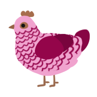 A pink and maroon chicken with a lace pattern