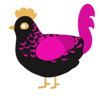Tidal Tempest, a sable and fuchsia chicken with a half-lace pattern