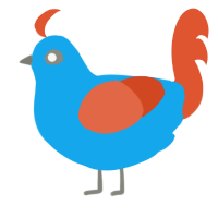 Seth, a sky and vermilion chicken