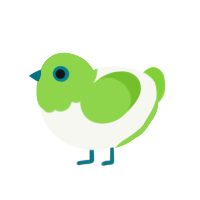 A white and grass chicken with a head pattern