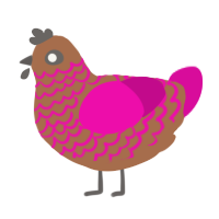 Sugar, a brown and fuchsia chicken with a lace pattern