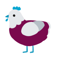 A wine and mist chicken with a head pattern