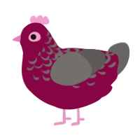 A maroon and grey chicken with a half-lace pattern