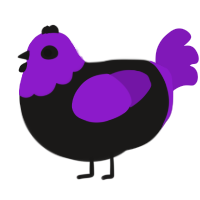 A sable and violet chicken with a head pattern