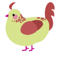A lemon and red chicken with a neck-speckle pattern