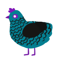 A sea and black chicken with a lace pattern