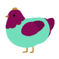 A mint and wine chicken with a head pattern