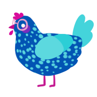 A ultramarine and aqua chicken with a speckle pattern