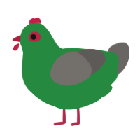 A viridian and grey chicken