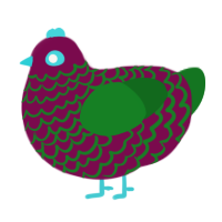 A wine and leaf chicken with a lace pattern