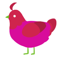 A fuchsia and crimson chicken with a head pattern