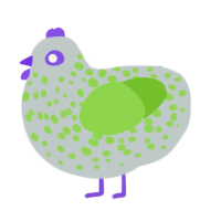 A silver and grass chicken with a speckle pattern