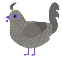 A ash and grey chicken with a lace pattern