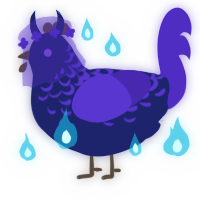 A navy and indigo chicken with a half-lace pattern