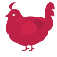 miracle, a crimson chicken with a neck-speckle pattern