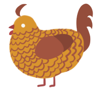 A orange and russet chicken with a lace pattern