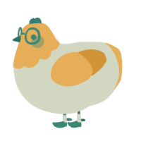 Yolkems, a silver and orange chicken with a head pattern