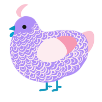 A lilac and rose chicken with a double-lace pattern