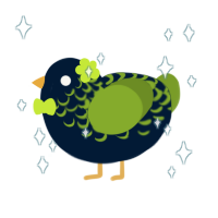 Hana Lei, a tumblr and chartreuse chicken with a half-lace pattern