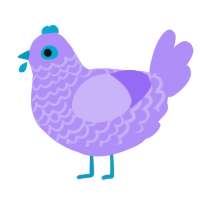 A lilac chicken with a lace pattern