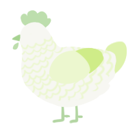A white and apple chicken with a lace pattern