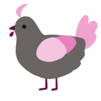 A grey and pink chicken