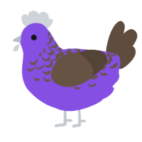 A blurple and bark chicken with a half-lace pattern