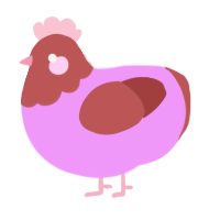 A lavender and red chicken with a head pattern
