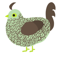A gluppy and bark chicken with a double-lace pattern