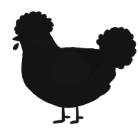 A black chicken with a lace pattern