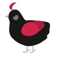 A sable and crimson chicken