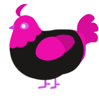 A sable and fuchsia chicken with a head pattern