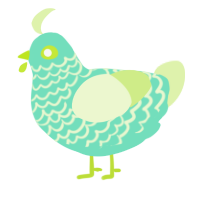 A mint and apple chicken with a lace pattern