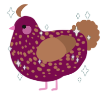 A wine and brown chicken with a speckle pattern