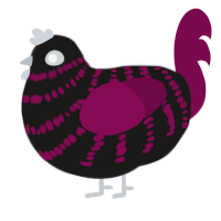 The Prophet, a sable and wine chicken with a bar pattern