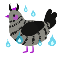 Ender Dragon, a ash and black chicken with a bar pattern
