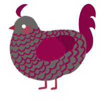 hibiscus, a grey and maroon chicken with a lace pattern