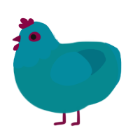 A teal and sea chicken with a head pattern