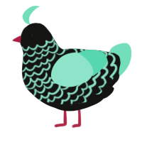A black and mint chicken with a lace pattern
