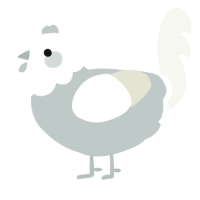 Mystic, a silver and white chicken with a head pattern