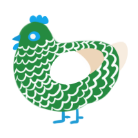 Field, a viridian and cream chicken with a lace pattern
