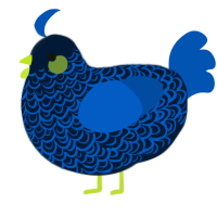 A tumblr and ultramarine chicken with a double-lace pattern