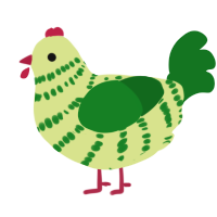 A lemon and leaf chicken with a bar pattern