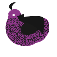 Hot Topic Baby, a plum and black chicken with a double-lace pattern