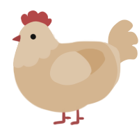 A beige chicken with a head pattern